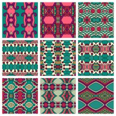 set of different seamless colored vintage geometric pattern N92