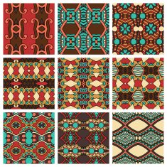 set of different seamless colored vintage geometric pattern N93
