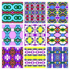 set of different seamless colored vintage geometric pattern N96