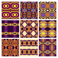 set of different seamless colored vintage geometric pattern N97