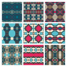 set of different seamless colored vintage geometric pattern N98