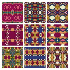 set of different seamless colored vintage geometric pattern N99
