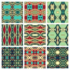 set of different seamless colored vintage geometric pattern N104