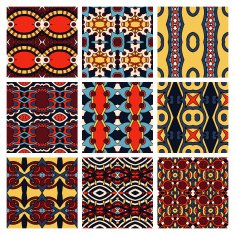 set of different seamless colored vintage geometric pattern N106