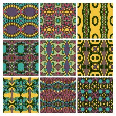 set of different seamless colored vintage geometric pattern N107