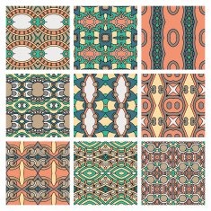 set of different seamless colored vintage geometric pattern N108