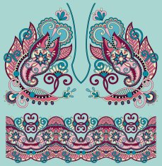 Neckline ornate floral paisley embroidery fashion design ukrain N37