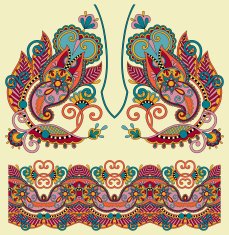 Neckline ornate floral paisley embroidery fashion design N33