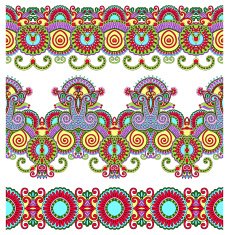 collection of seamless ornamental floral stripes N90
