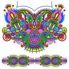 Neckline ornate floral paisley embroidery fashion design ukrain N41