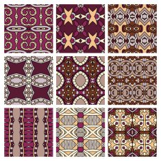 set of different seamless colored vintage geometric pattern N113