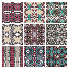 set of different seamless colored vintage geometric pattern N114