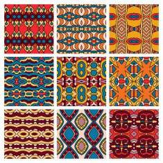 set of different seamless colored vintage geometric pattern N116