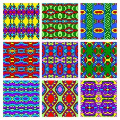set of different seamless colored vintage geometric pattern N117