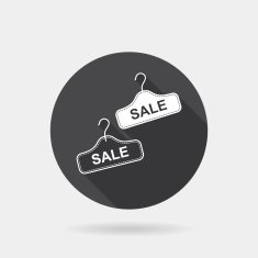Flat concept big sale icon with long shadow hanger rack peg