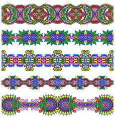 collection of seamless ornamental floral stripes N95