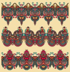 collection of seamless ornamental floral stripes N96