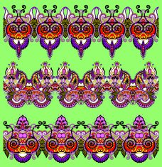 collection of seamless ornamental floral stripes N99