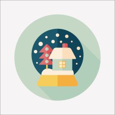 snow globe and gifts flat icon with long shadow eps10