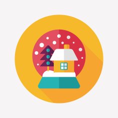 snow globe and gifts flat icon with long shadow eps10 N2