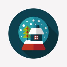snow globe and gifts flat icon with long shadow eps10 N4