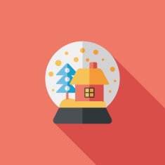 snow globe and gifts flat icon with long shadow eps10 N6