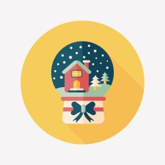 snow globe and gifts flat icon with long shadow eps10 N8