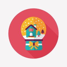 snow globe and gifts flat icon with long shadow eps10 N9
