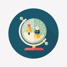 snow globe and gifts flat icon with long shadow eps10 N14
