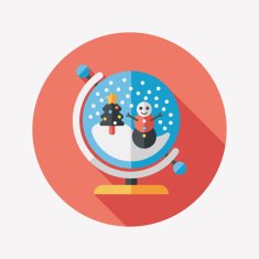 snow globe and gifts flat icon with long shadow eps10 N17
