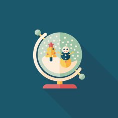 snow globe and gifts flat icon with long shadow eps10 N18