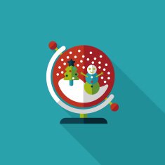 snow globe and gifts flat icon with long shadow eps10 N20