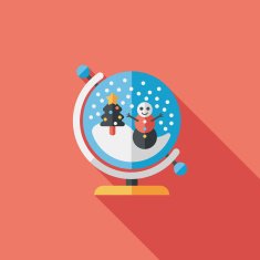 snow globe and gifts flat icon with long shadow eps10 N21
