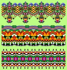 collection of seamless ornamental floral stripes N100