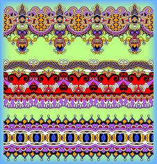 collection of seamless ornamental floral stripes N101