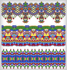 collection of seamless ornamental floral stripes N102
