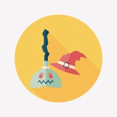 Witch broom flat icon with long shadow eps10 N15