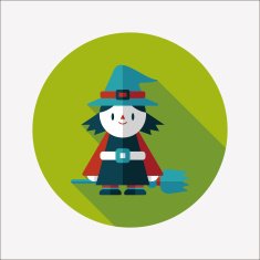 witch flat icon with long shadow eps10 N18