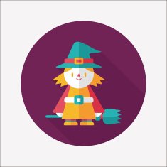 witch flat icon with long shadow eps10 N20