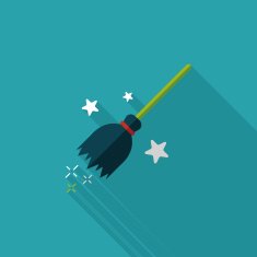 Witch broom flat icon with long shadow eps10 N16