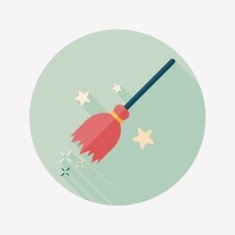 Witch broom flat icon with long shadow eps10 N20