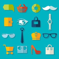 Set of fashion flat icons N96