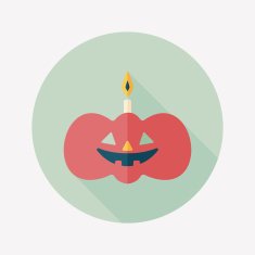 pumpkin candle flat icon with long shadow eps10 N27