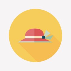Women hat flat icon with long shadow N18