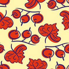 Seamless pattern with berries and leafs