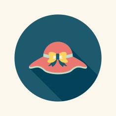 Women hat flat icon with long shadow N25