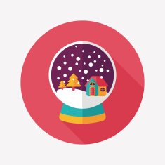 snow globe and gifts flat icon with long shadow eps10 N22