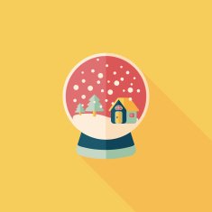 snow globe and gifts flat icon with long shadow eps10 N23