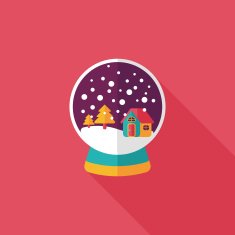 snow globe and gifts flat icon with long shadow eps10 N24