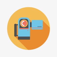 Video camera flat icon with long shadow N8